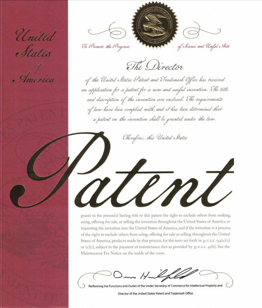 poriferous patent certificate