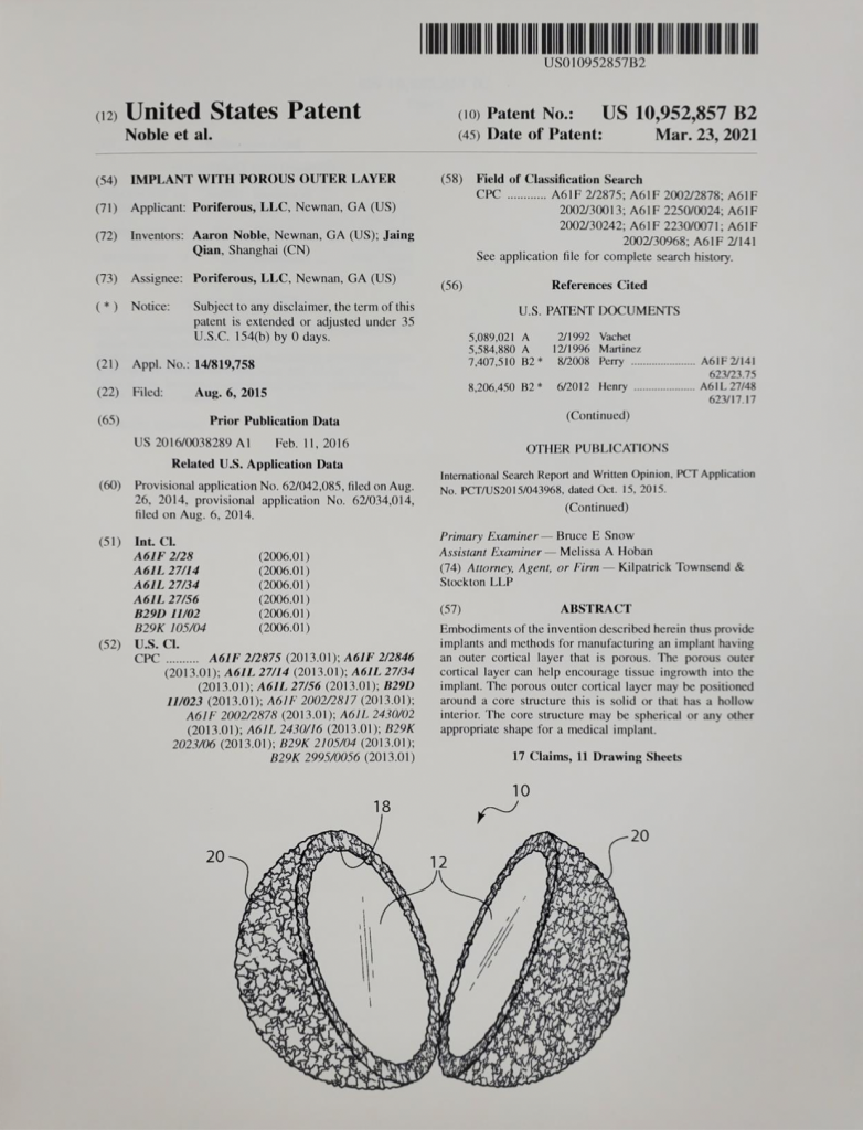poriferous patent description